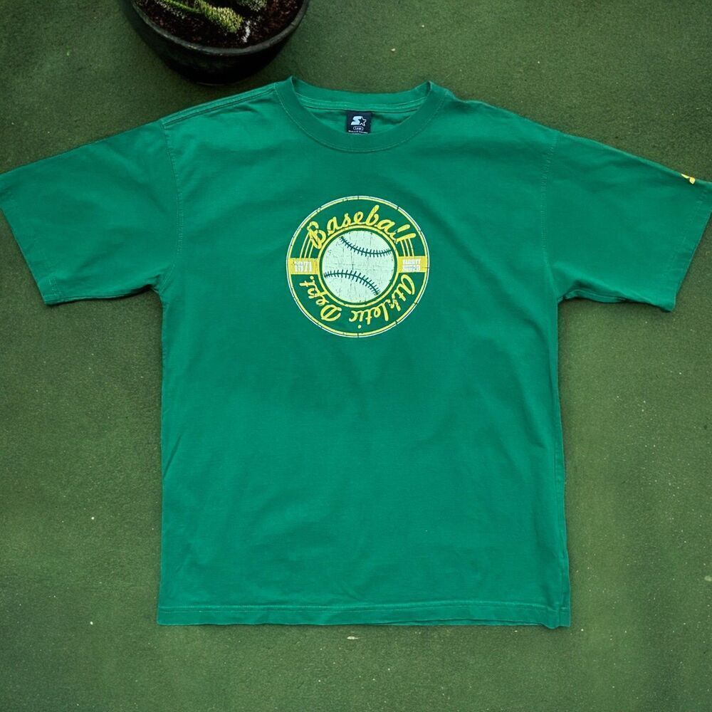 Starter Vintage 90s MLB Oakland Athletics Baseball Green Yellow T-Shirt Large